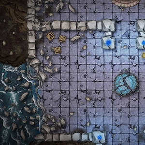 Dungeons and Dragons Ancient Chamber Battle Map - Nacht/Dag - DnD, D&D, 5e, Roll20, Fantasy Grounds, Foundry, VTT, Digitale kaart