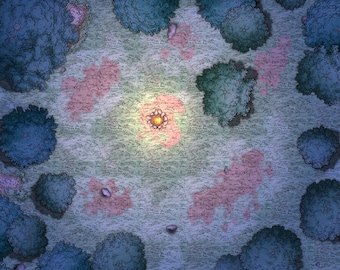 Dungeons and Dragons Campsite Battle Map - Night - DnD, D&D, 5e, Roll20, Fantasy Grounds, Foundry, VTT, Digital Map