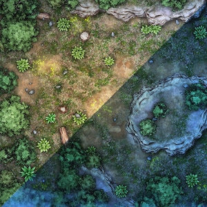Dungeons and Dragons Waldlichtung - Tag/Nacht - DnD, D&D, 5e, Roll20, Fantasy Blöckchen, Gießerei, VTT, Digitale Karte