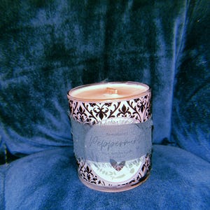 Soy Wax Candle - Black Lace Jar - Peppermint