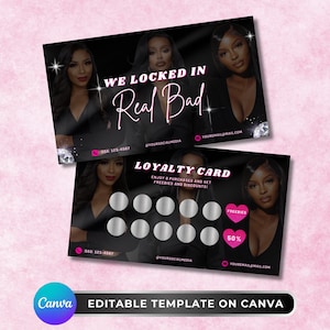 Skönhetslojalitetskort, malldesign för gör-det-själv-marknadsföringskort, nagelföretagsbonuskort, VIP-lojalitetskort för fransar, mall för salongsvisitkort