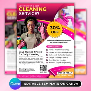 Reinigungsservice Flyer, Reinigung Business Flyer, bearbeitbare Canva Vorlage, Haushaltsarbeitsflyer, Hausmeister Business Flyer, Haushaltshilfe Flyer