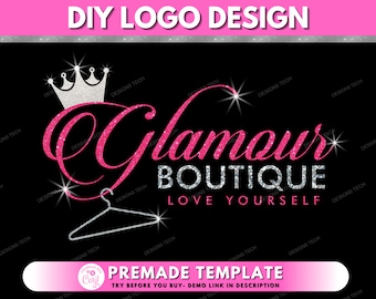 DIY Boutique Logo, Edit Yourself Logo, Fashion Logo, Clothing Logo, Shop Logo, Hanger Logo, Store Logo, Premade Business Design Template