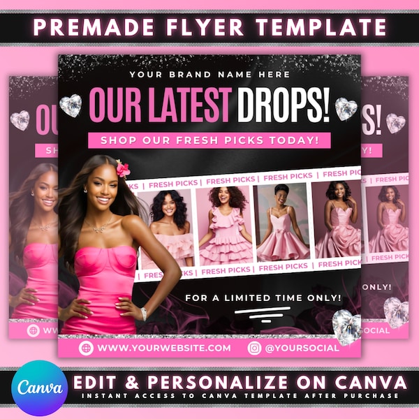 New Arrivals Flyer, DIY Flyer Template Design, New Collection Flyer, Boutique Flyer, Just In Shop Flyer, Premade Fashion New Arrival Flyer