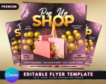 Pop Up Shop Flyer, DIY Flyer Template Design, Shop Now Flyer, Sip and Shop Flyer, Event Flyer, Social Media Flyer, Boutique Flyer