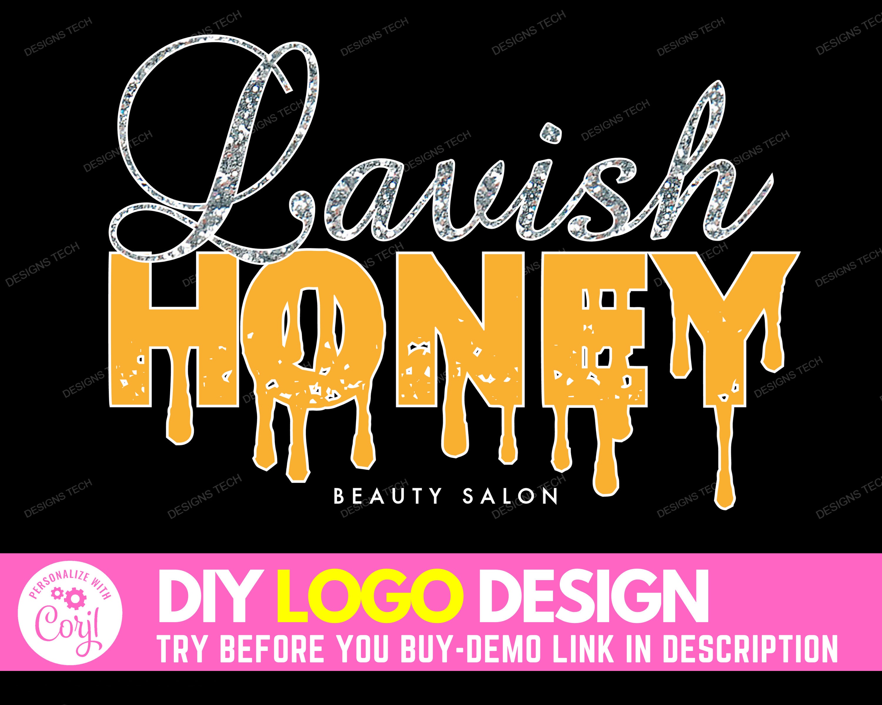Editable Beauty Logo Bundle 3x Messy Splatter Paint Logos 