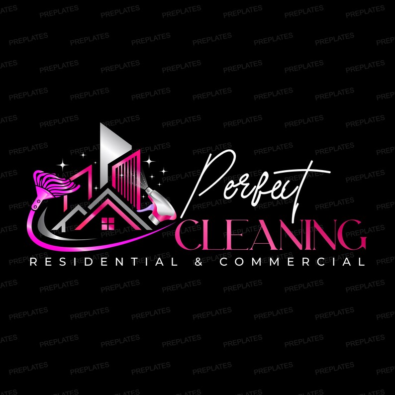 Cleaning Service Logo Set, 3x Modern Sparkle Logo Design, Residential & Commercial Cleaning Branding Kit, Premade Home Office Cleaners Logo image 5