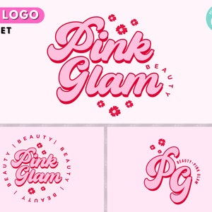 Beauty Logo, DIY Logo Design Template, Lash Logo, Pink Retro Logo, Hair Logo, Makeup Artist Logo, Eyelash Logo, Boho Logo, Lash Tech Logo