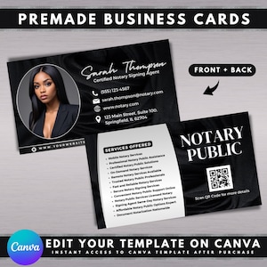 Cartes de visite pour services notariaux, Modèle de conception sur toile à faire soi-même, Carte de visite pour marketing notarial, Carte de notaire mobile, Agent de signature de prêts préétablis