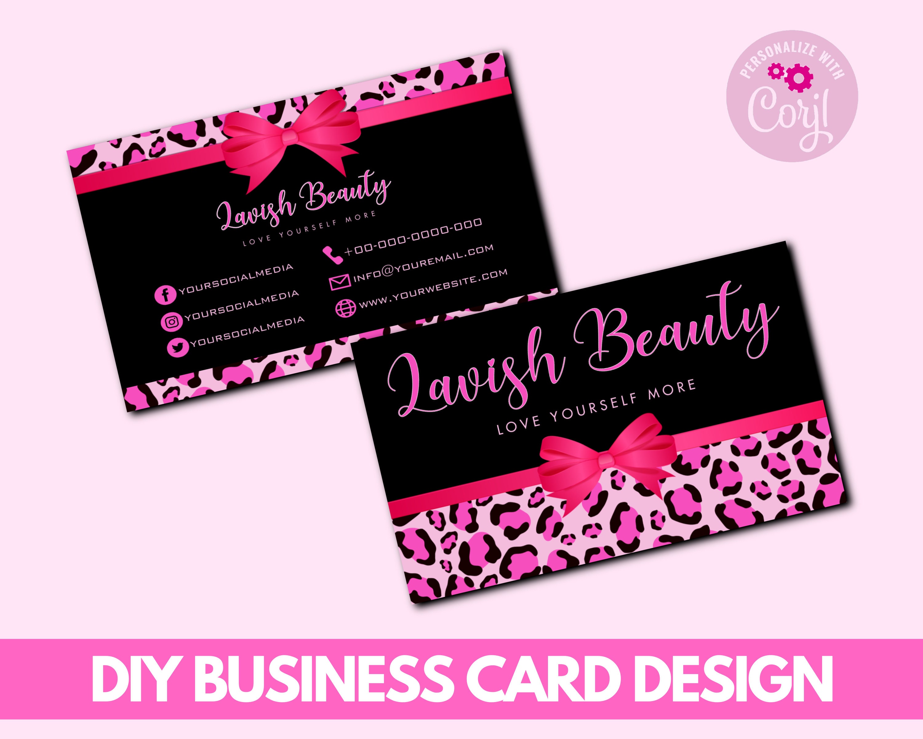 Business Card Template, Editable Pink Business Cards, Printable DIY  Business Cards, Monat Business Cards, Feminine Business Card. DTP-025 