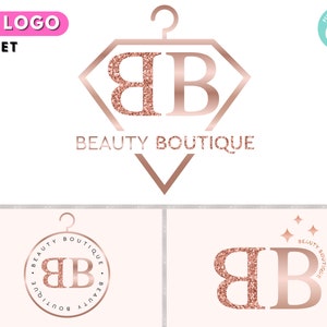 Boutique Logo, DIY Logo Design Template, Fashion Logo, Business Logo, Hanger Logo, Rose Gold Logo, Clothing Logo, Store Logo, Shop Logo,