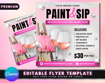 PAINT & SIP PARTY Kits for Adults Complete With All Supplies Included 