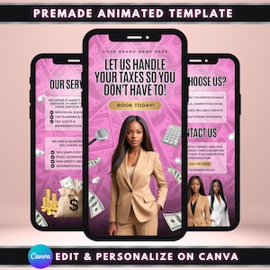 Servicios de preparación de impuestos animados, diseño de plantillas DIY, asesor fiscal, contable fiscal, temporada de declaración de impuestos, video prediseñado de asesor fiscal