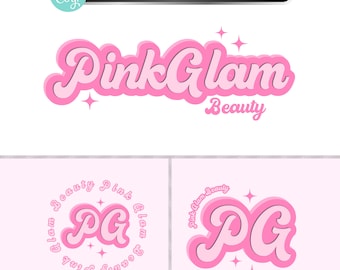 Lot de logos de beauté : logo rose rétro pour cheveux, cils, ongles et boutique, modèle Corjl modifiable