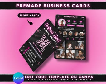 Instagram Business Cards, DIY Canva Business Card Template Design, Hairstylist Salon Business Cards, Premade Makeup Hair Beauty IG Cards