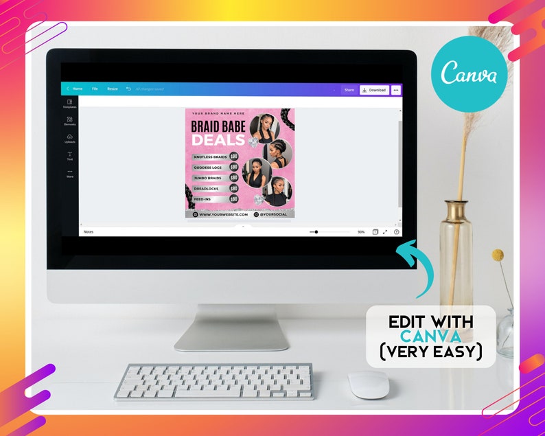 Braids Bookings Flyer, DIY Flyer Template Design, Hair Braiding Deals ...