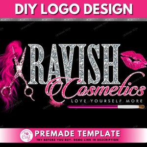DIY Beauty Logo, Hair Logo, Makeup Logo, Cosmetics Logo, Feminine Logo, Lip Logo, Gloss Logo, Lipstick Logo, Premade Business Logo Template