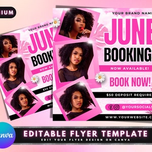 June Appointment Flyer, DIY Flyer Template Design, June Booking Flyer ...