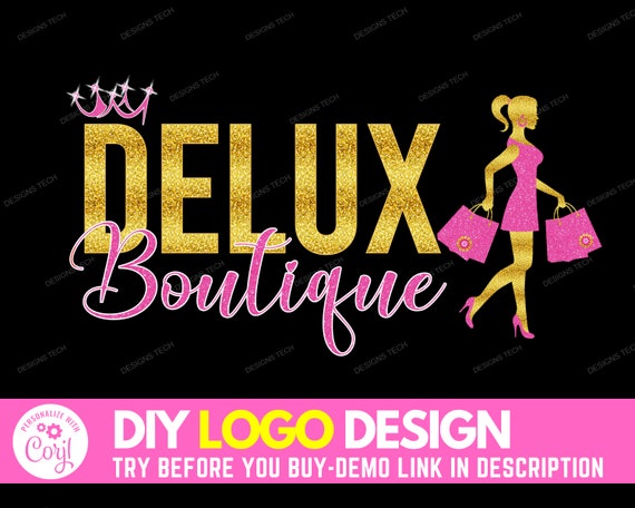 DIY Boutique Logo, Edit Yourself Logo Design, Beauty Logo, Fashion Logo,  Feminine Logo, Shopping Logo, Premade Business Shop Logo Template - Etsy