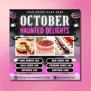 Halloween Bakery
Sweet Treats
Desserts
Spooky
Scary
Festive
Fresh Baked goods
Cakes
Cookies
CupcakesHalloween treats
Spooky sweets
Trick or treat treats
Ghostly goodies
Zombie cupcakes
Pumpkin pies
Skeleton cakes
Candy treats
Halloween baked goods