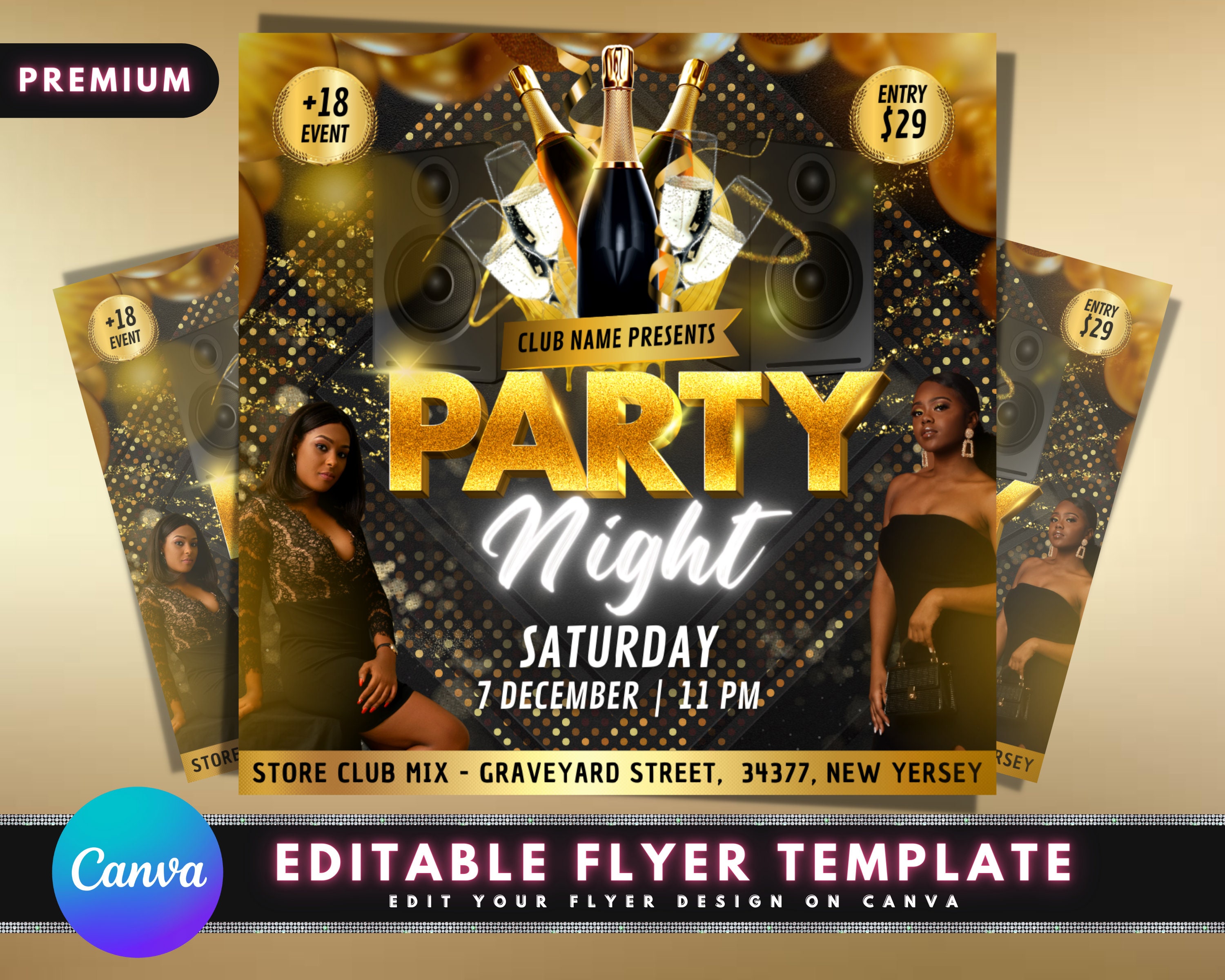 Party Night Flyer Diy Flyer Template Design Club Flyer Etsy Uk