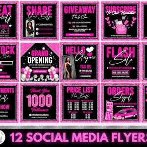 Social Media Flyer, DIY Flyer Design Template, Hair Bundle Flyer, Neon Flyer, Beauty Flyers, Instagram Flyer, Premade Business Flyer Set