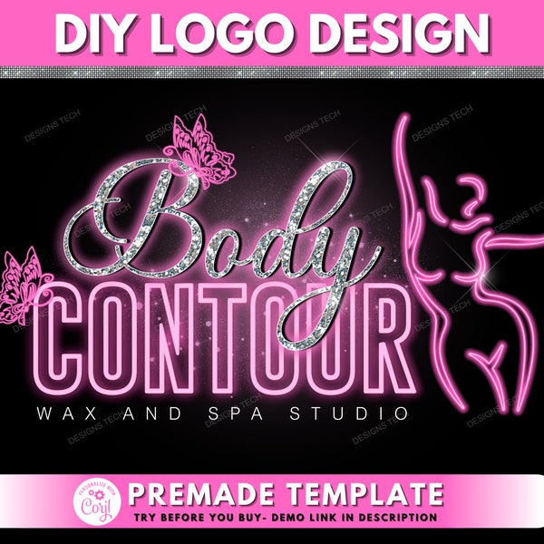 Body Contour Logo, DIY Logo Design, Body Contouring Logo, Body Sculpting Logo, Waist Trainer Logo, Body Logo, Wax Studio, Premade Logo