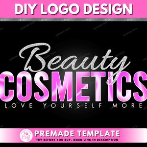 DIY Logo, Boutique Logo, Beauty Logo, Fashion Logo, Hair Logo, Makeup Artist Logo, Pink Holographic Premade Business Logo Design Template