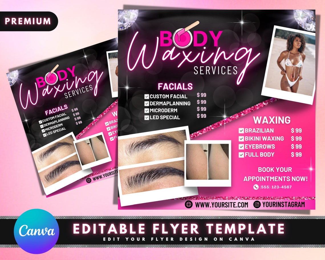 Body Waxing Services Flyer DIY Flyer Template Design Body Etsy