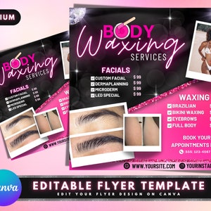 Body waxing services flyer, DIY flyer sjabloonontwerp, Body Sculpting Logo, Body Contouring Logo, Wax Service, Premade Business Flyer Design