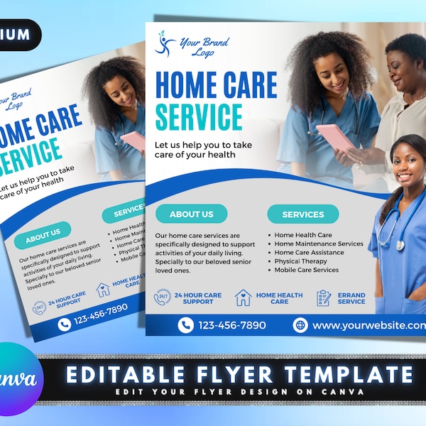 Home Care Service Flyer, DIY Flyer Template Design, Home Health Care Flyer, Home Care Assistance Flyer, Nursing Home Flyer, Premade Flyer