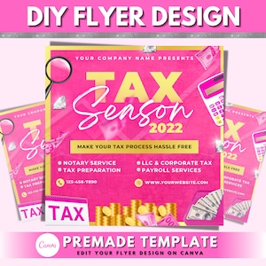 Tax Season Flyer, Tax Prep Flyer, DIY Flyer Template Design, Tax Prep Service Flyer, Tax Social Media Template, Premade Business Flyer