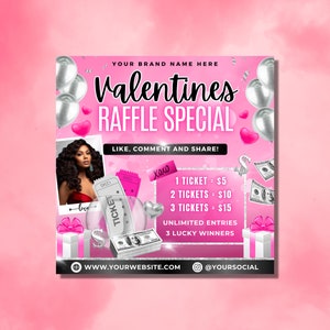 Valentine Raffle Flyer, DIY Flyer Template Design, February Giveaway ...