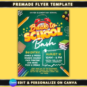 Back To School Bash Flyer, DIY Flyer Template Design, Community Event Flyer, Back To School Party Invite Flyer, Premade Invitation Flyer