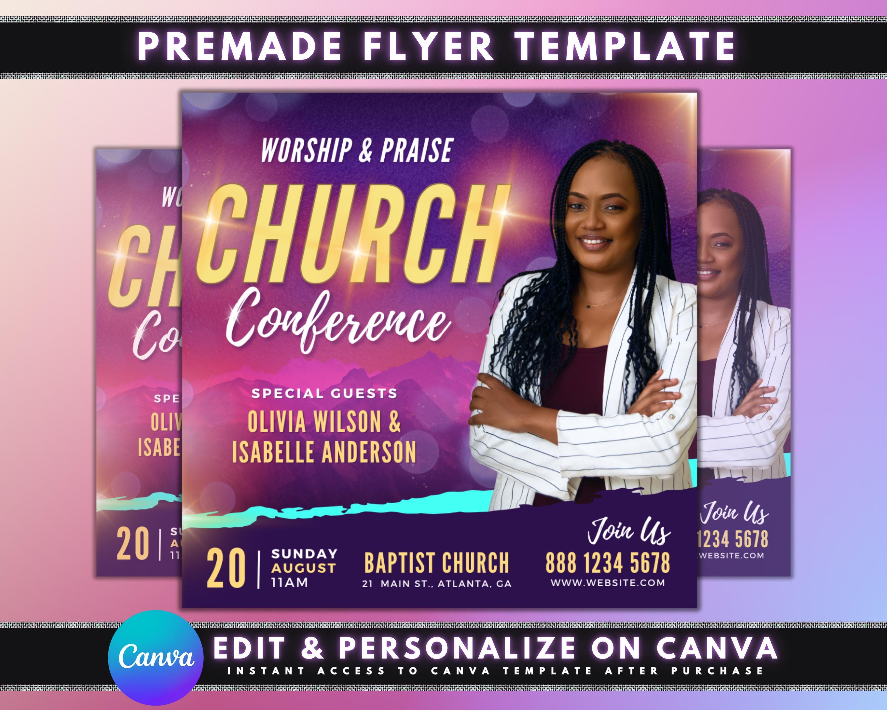 Church Flyer, DIY Flyer Template Design, Church Conference Invitation, Church Service Prayer Flyer, Worship Flyer, Premade Editable Flyer