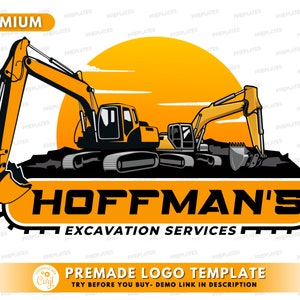 Bagger-Logo, DIY-Logo-Design-Vorlage, Bau-Logo, Dienstleistungen-Logo, Ausrüstung-Logo, Bagger-Logo, vorgefertigtes Geschäfts-Logo