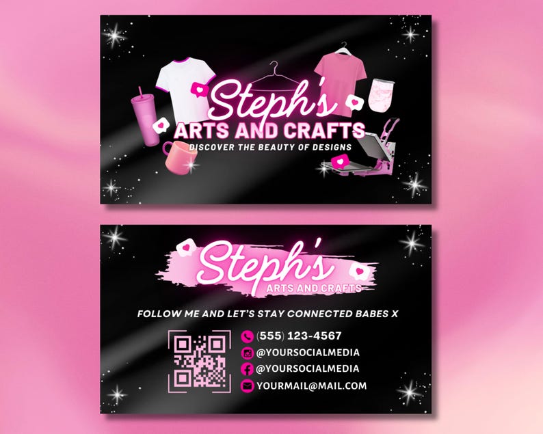 Pink Business Card
Craft Business Card
Handmade Business Card
Creative Business Card
Unique Business Card
Handmade with Love
Artisan Crafted
Custom Creations
Unique Designs
Handcrafted Gifts
Shop Online
Book a Workshop
Contact Me
Canva