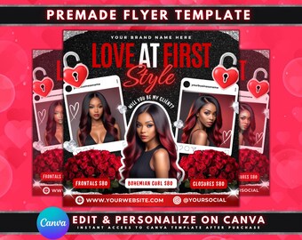 Valentine Bookings Flyer, DIY Flyer Template Design, February Bookings Flyer, Appointment Flyer, Hair Sale Flyer, Premade Valentine's Flyer