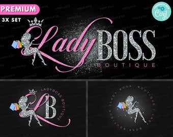 Logo della boutique, modello di progettazione del logo fai-da-te, logo della moda, logo della bellezza, logo del negozio, logo del negozio, logo dello shopping di abbigliamento, logo aziendale premade