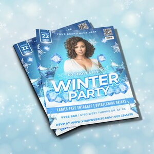 Winter party
DJ event
Flyer template
Music
Dance
Party
Fun
Excitement
Celebration
Entertainment
Nightlife