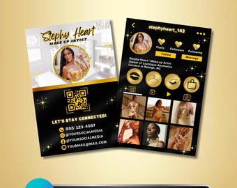 Instagram Business Card: QR Code MUA, Lash Tech Beauty Branding Canva Template Design