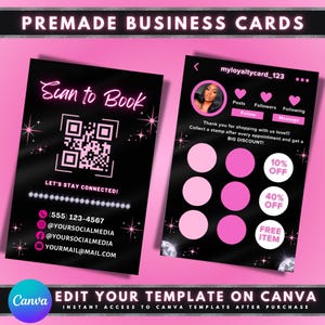 ロイヤルティ名刺、DIY Canva 名刺テンプレートデザイン、IG リワードカード、中小企業向け割引カード、既製の QR コード ポイントカード