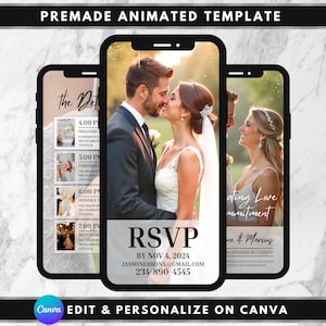 Animated Wedding Invitation, DIY Template Design, Wedding Video Invitation, Wedding RSVP E-invite, Premade Digital Wedding Electronic Invite