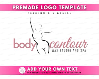 DIY Body Contouring Logo, Edit Yourself Spa Logo Design, Body Sculpting Logo, Beauty Hair Salon Logo, Premade Waxing Wellness Logo Template