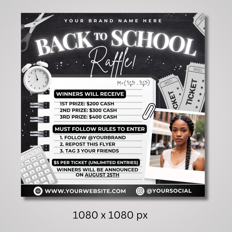 Back to School Flyer, Back 2 School Raffle Flyer, DIY Canva Template ...