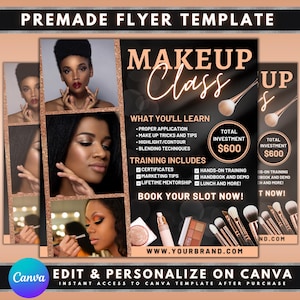 Makeup Course Flyer, DIY Flyer Template Design, Makeup Class Flyer, Makeup Masterclass Flyer, Makeup Training Flyer, Premade MUA Workshop