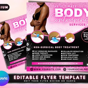 Body Contour Services Flyer, DIY Flyer Template Design, Sculpting Flyer, Body Spa Flyer, Class Flyer, Social Media Flyer, Premade Flyer