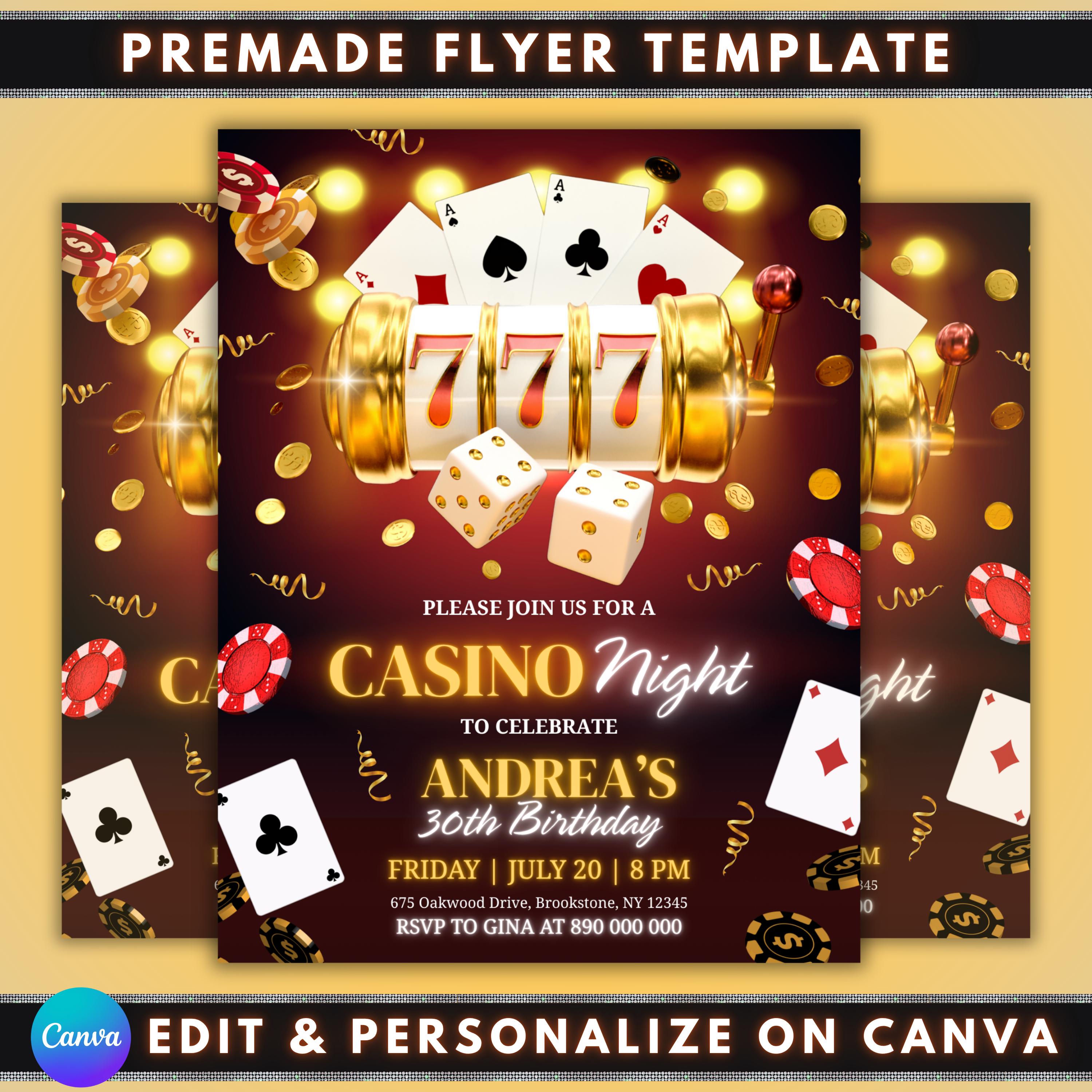 Casino Greeting Card (7X5 Inches, Blank Inside) For Birthday