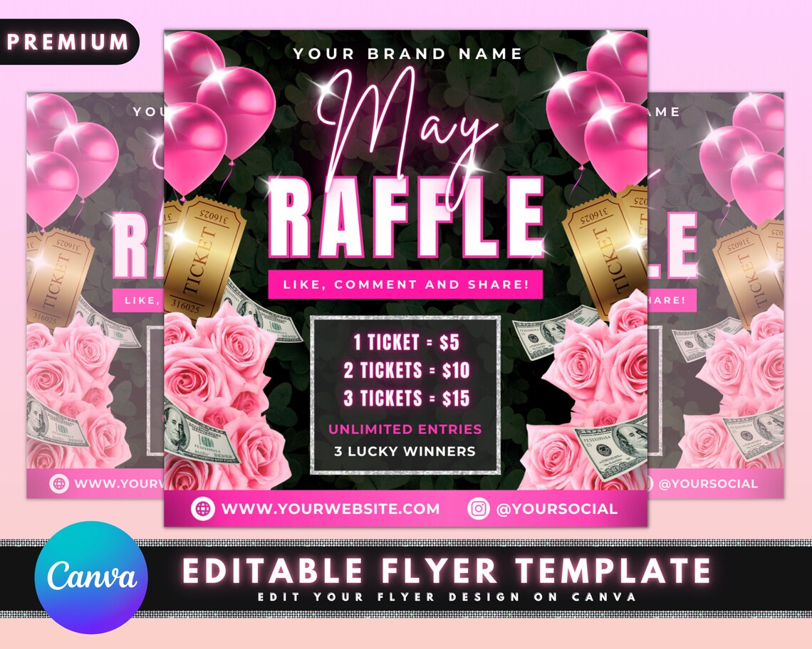 May Raffle Flyer, DIY Flyer Template Design, Giveaway Flyer, Raffle ...
