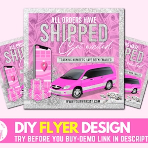 Orders Have Shipped Flyer, DIY Social Media Flyer, Order Shipping Flyer, Beauty Package Shipped Flyer, Premade Business Flyer Template
